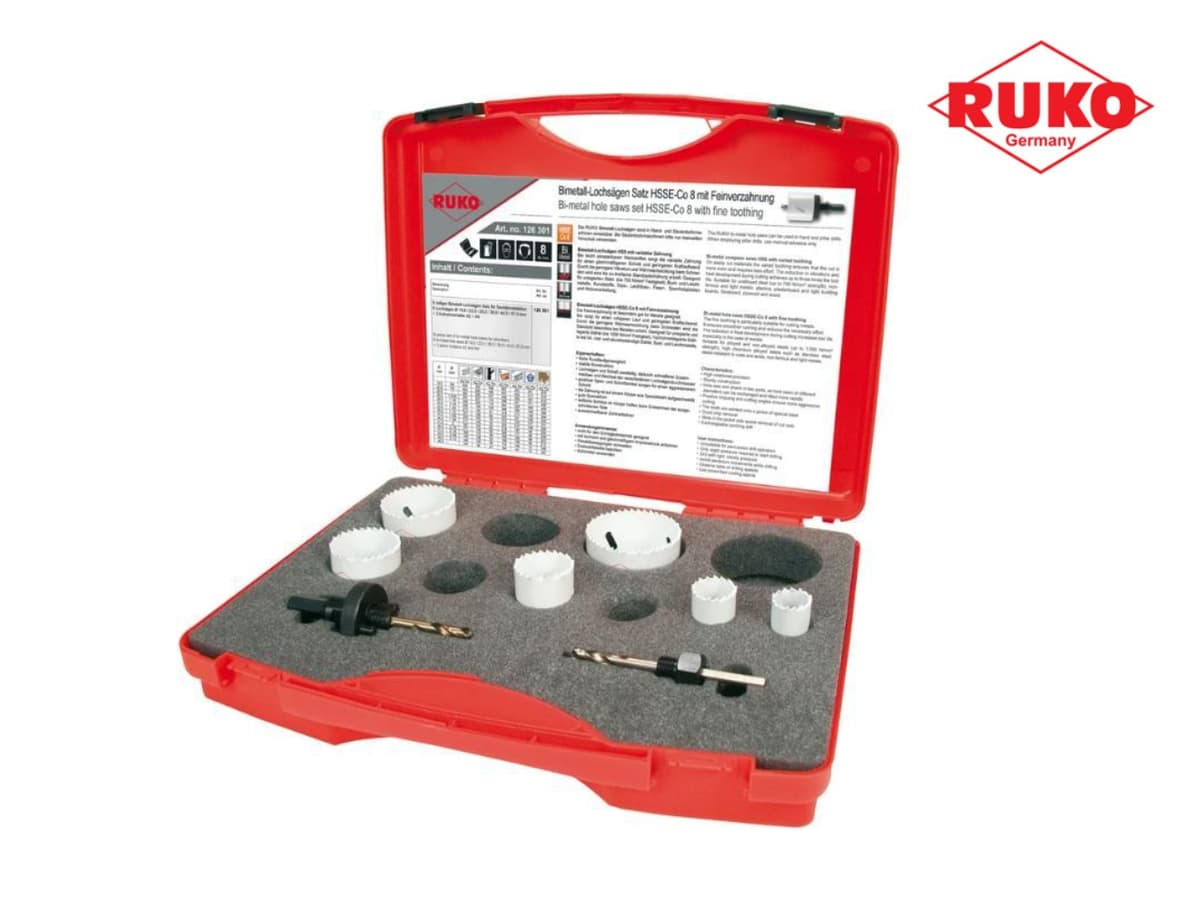 Набор коронок RUKO Bi-metall 8 предметов PK1 19-57 мм HSSE-Co8 126301