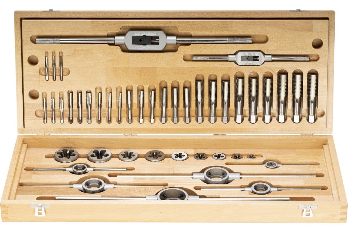 Набор метчиков и плашек RUKO 44 предмета UNC 1/4"-1,0" HSS-G 245072
