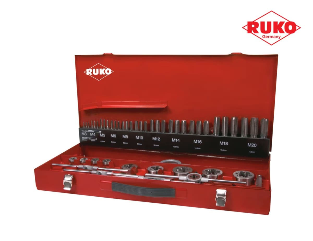 Набор метчиков и плашек RUKO 54 предмета HSSE M3-M20 245040E