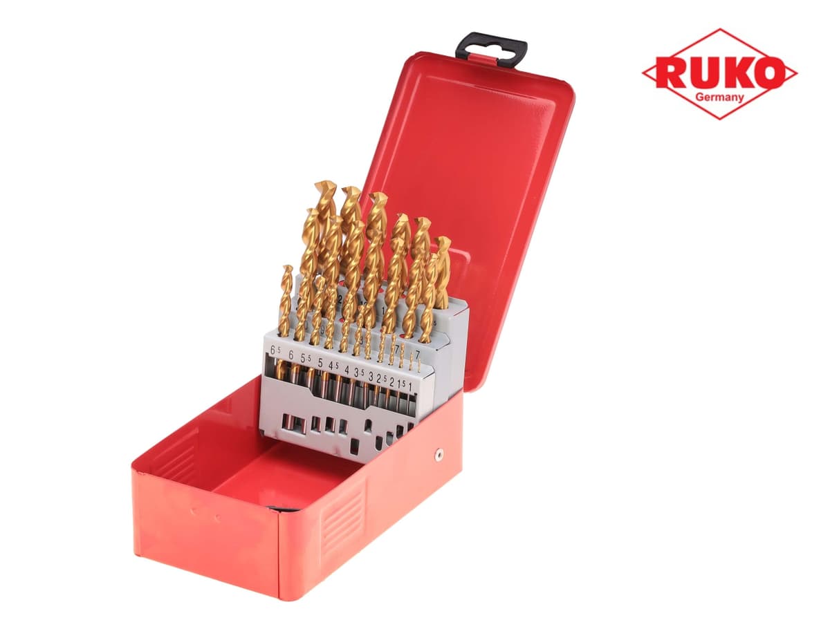 Набор сверл RUKO HSS-G TiN 130° TL3000 DIN338 1,0-13,0 мм 25 шт 258215T