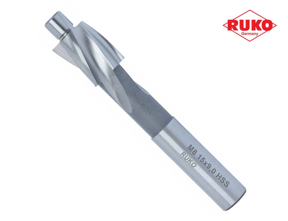 Цековка (проходная средняя) RUKO HSS-G ц/х M8 9,0/15 мм DIN373 180° 102412