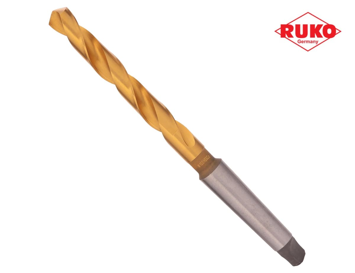 Сверло с коническим хвостовиком RUKO HSSE-Co5 TiN 10,0x168/87 мм DIN345 h8 6xD 118° KM1 204100T