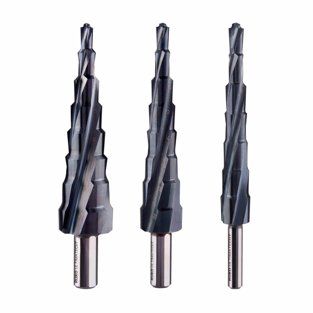 Набор ступенчатых сверл RUKO UltimateCUT HSS-G RUnaTEC 6-12/6-20/6-27 мм 3 шт 101087PRO