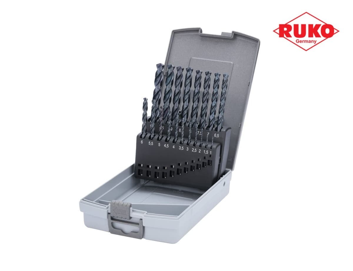 Набор сверл RUKO HSSE-Co5 TiALN 130° DIN338 1,0-10,0 мм 19 шт 215214FRO