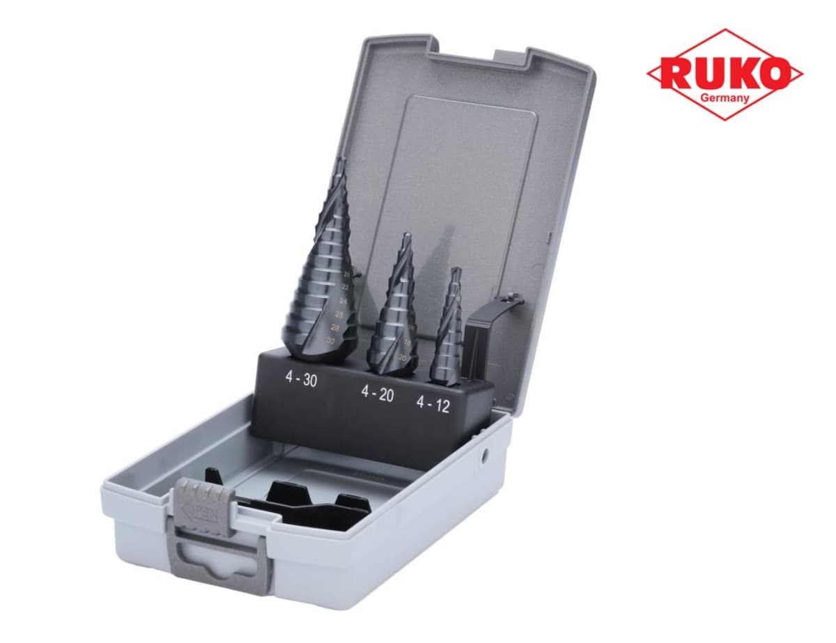 Набор ступенчатых сверл RUKO NextGeneration HSS-G TiALN 4-12/4-20/4-30 мм 3 шт 101026FRO