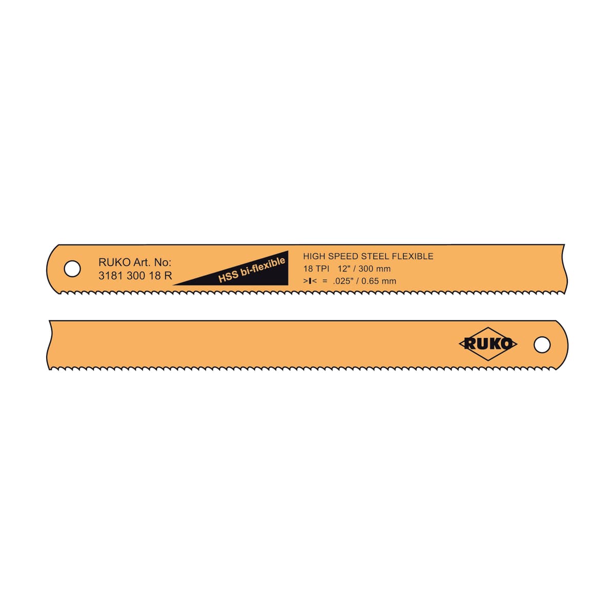 Полотно ножовочное по металлу RUKO Bi-flexble HSS 300 мм 18z 318130018R