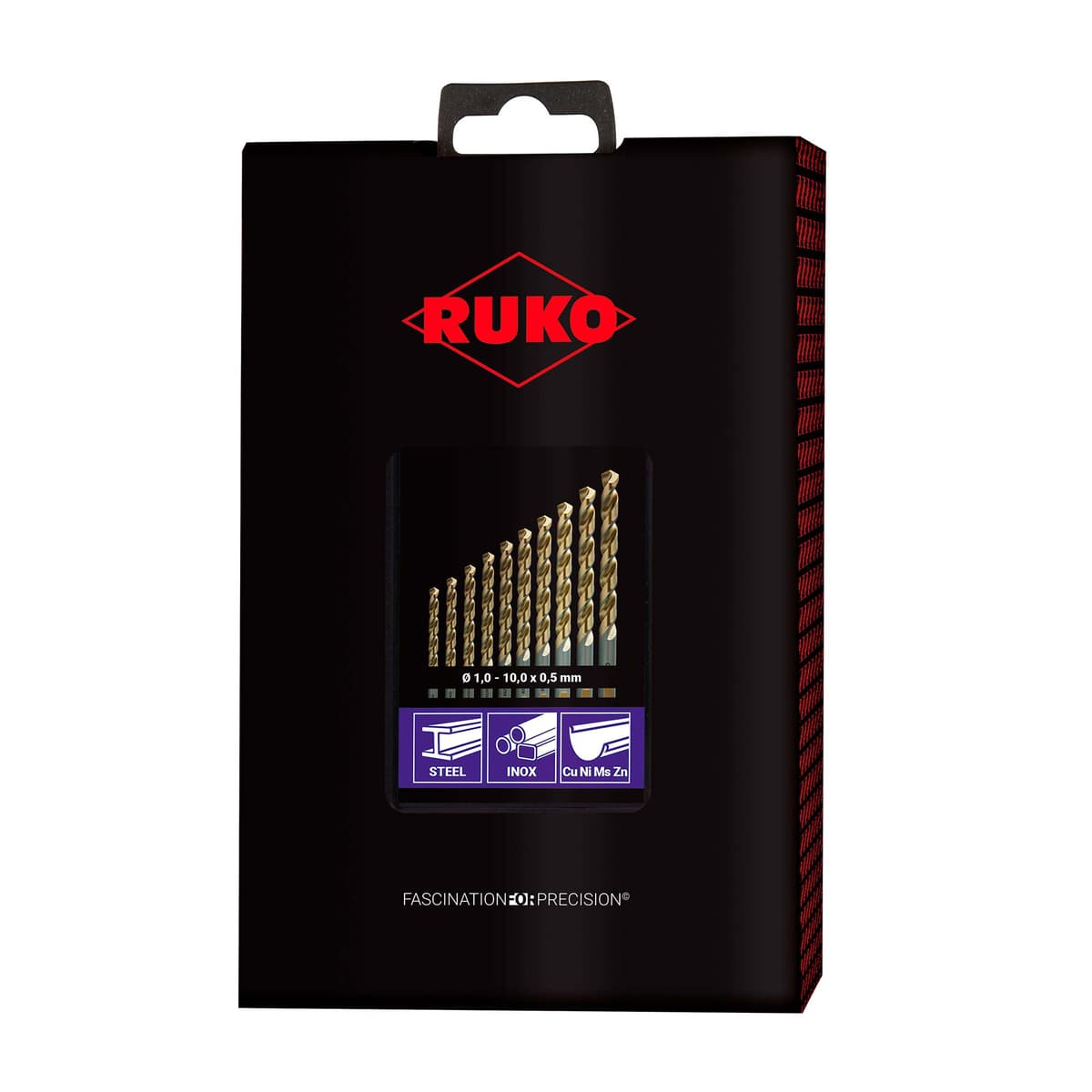 Набор сверл RUKO HSSE-Co5 135° DIN338 1,0-10,0 мм 19 шт 228214RO