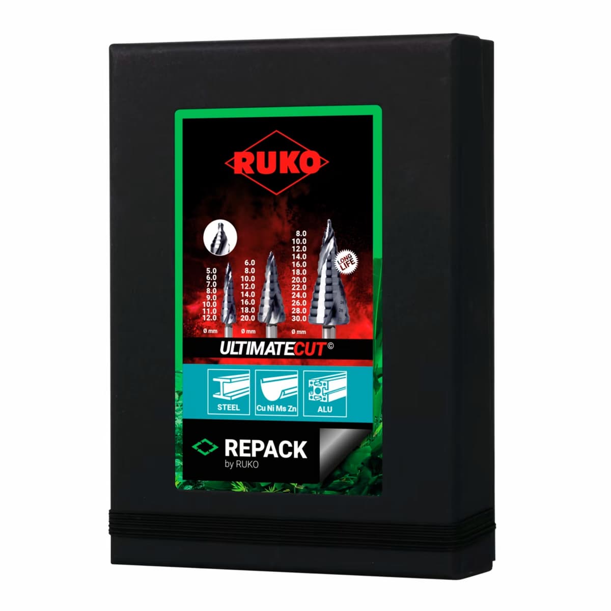Набор ступенчатых сверл RUKO UltimateCUT HSS-G RUnaTEC 5-12/6-20/8-30 мм 3 шт 101626PRK