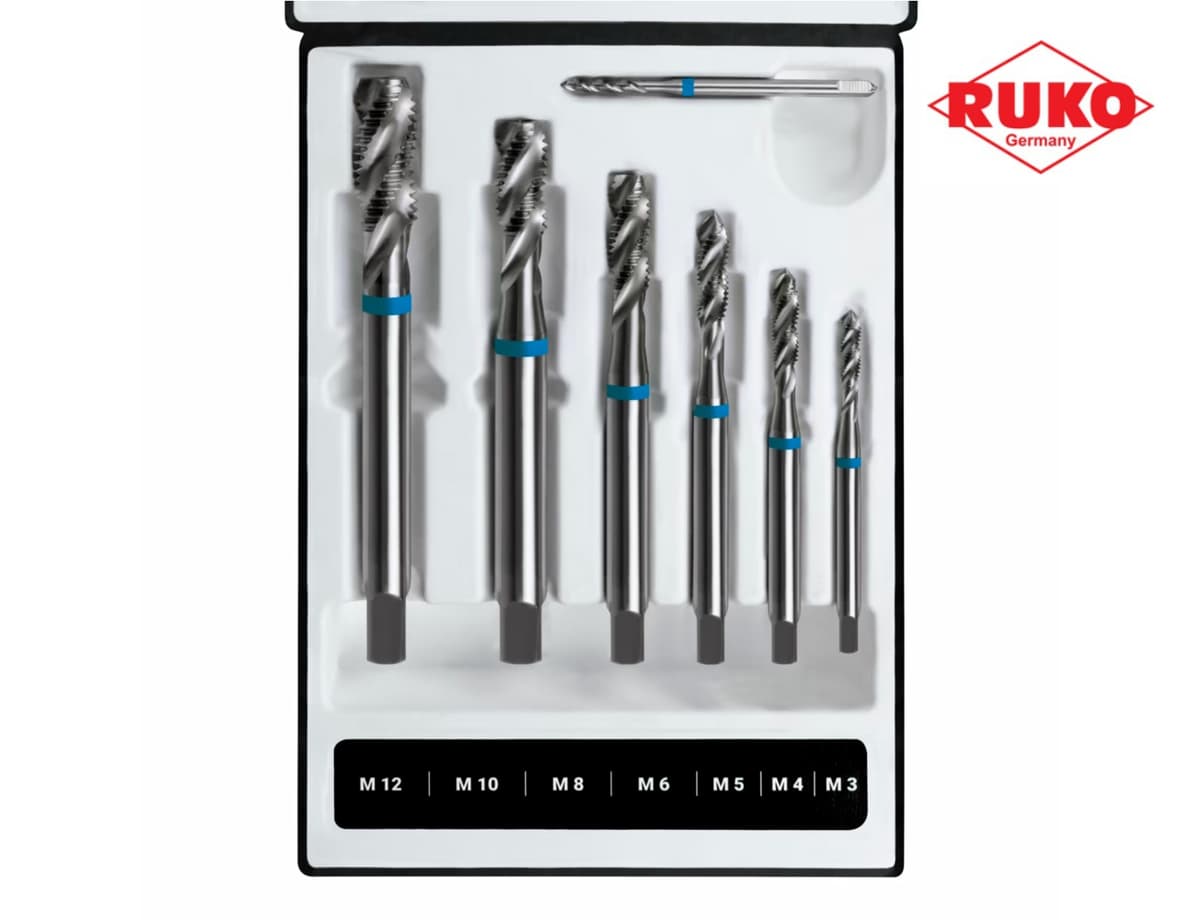 Набор винтовых машинных метчиков RUKO 7 предметов M3-M12 HSS-G DIN371/376 245058RK