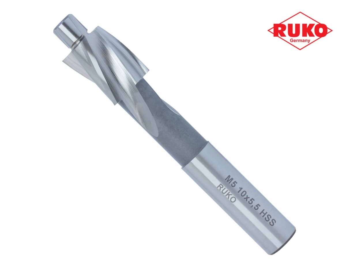Цековка (проходная средняя) RUKO HSS-G ц/х M5 5,5/10 мм DIN373 180° 102410
