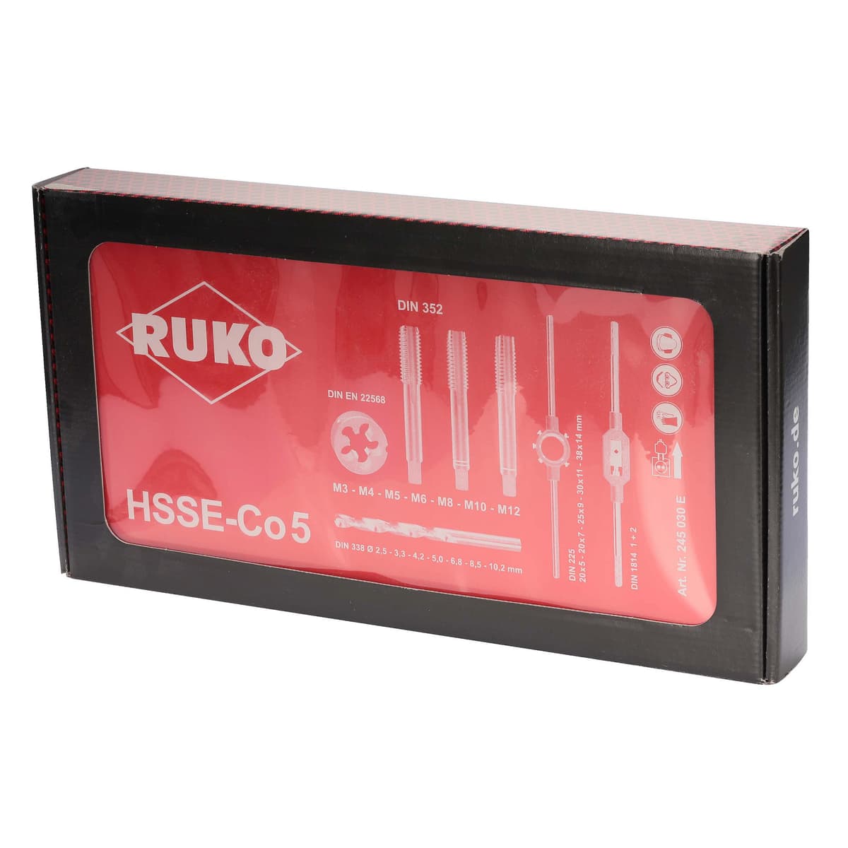 Набор метчиков и плашек RUKO 44 предмета HSSE M3-M12 245030E