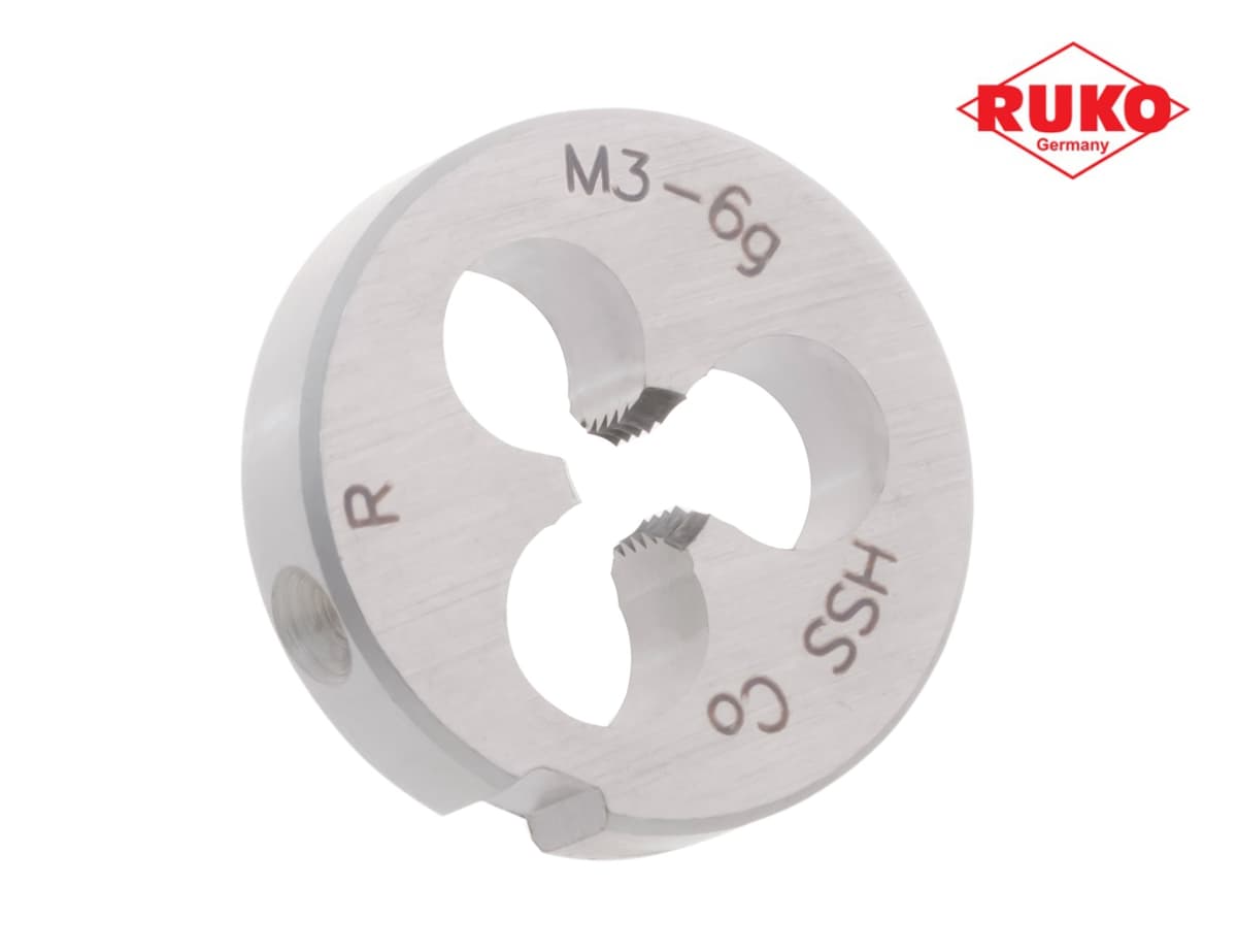Плашка правая метрическая RUKO М3х0,5 мм HSSE DIN EN 22568 6g 20х5 мм 237030E