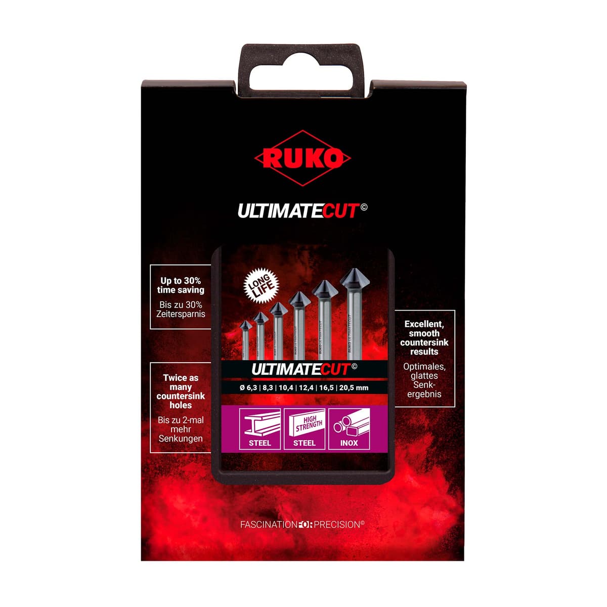 Набор зенковок RUKO UltimateCut 90° 6,3-20,5 мм HSSE-Co5 RUnaTEC 3z 6 шт 102790EPRO