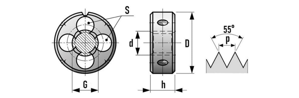 Плашка трубная RUKO G 1/4"-19 HSS DIN EN 24231 A 38x10 мм 240014