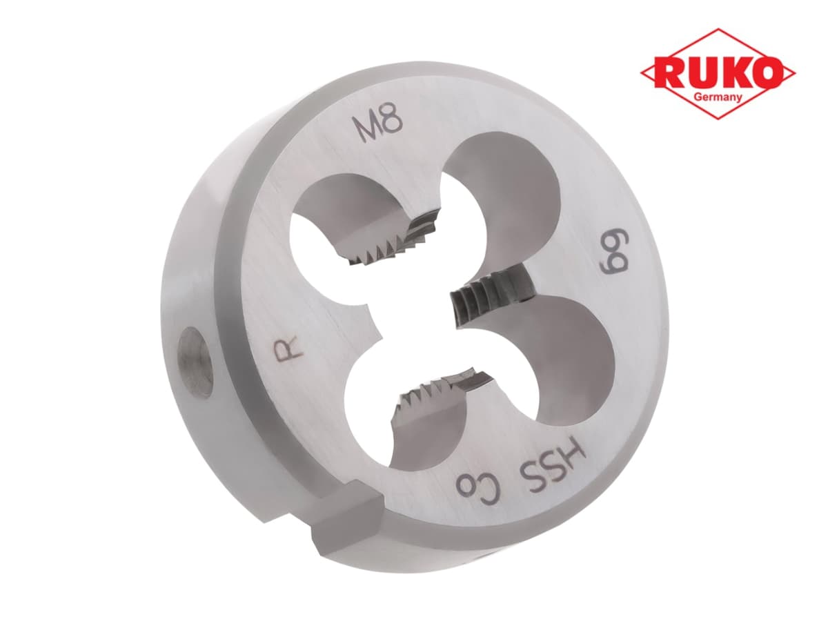 Плашка правая метрическая RUKO М8х1,25 мм HSSE DIN EN 22568 6g 25х9 мм 237080E