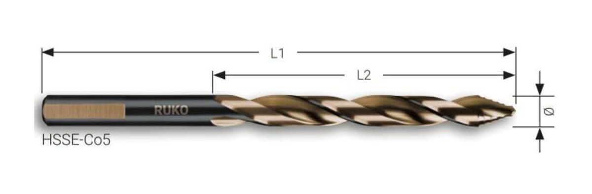 Сверло по металлу RUKO FlowSTEP HSSE-Co5 4,2x75/43 мм DIN338 h8 5xD 118° 259042E