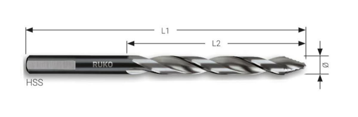 Сверло по металлу RUKO FlowSTEP HSS-G 6,0x93/57 мм DIN338 h8 5xD 118° 259060