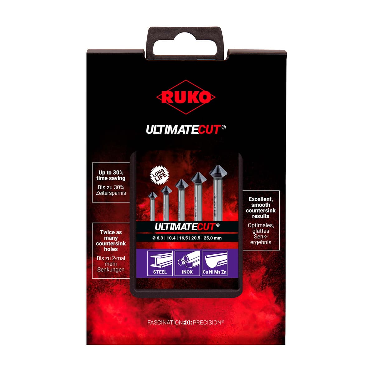 Набор зенковок RUKO UltimateCut 90° 6,3-25 мм HSS-G RUnaTEC 3z  5шт 102791PRO