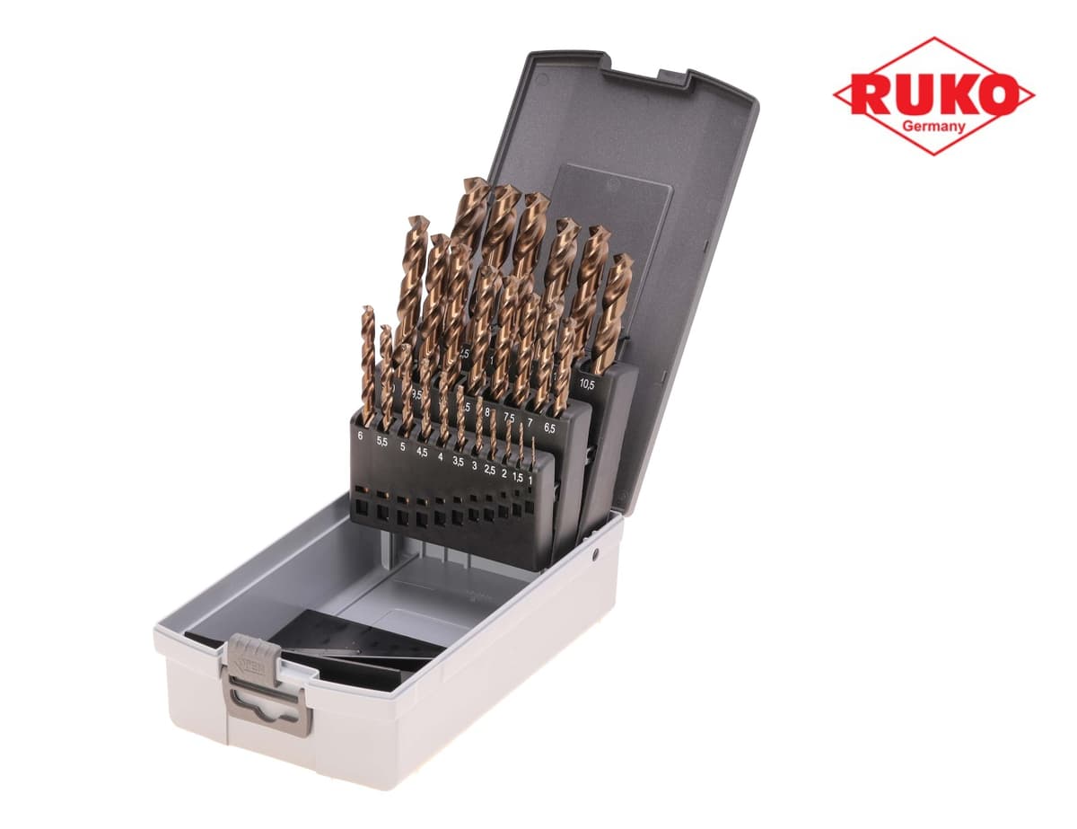 Набор сверл RUKO HSSE-Co5 130° DIN338 1,0-13,0 мм 25 шт 215215RO