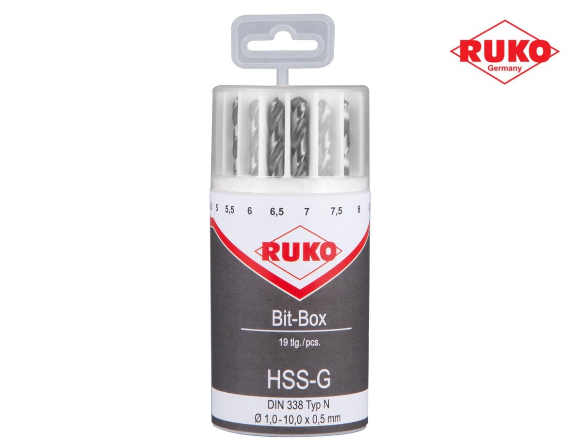 Набор сверл RUKO Bit Box HSS-G 118° DIN338 1,0-10,0 мм 19 шт 214225