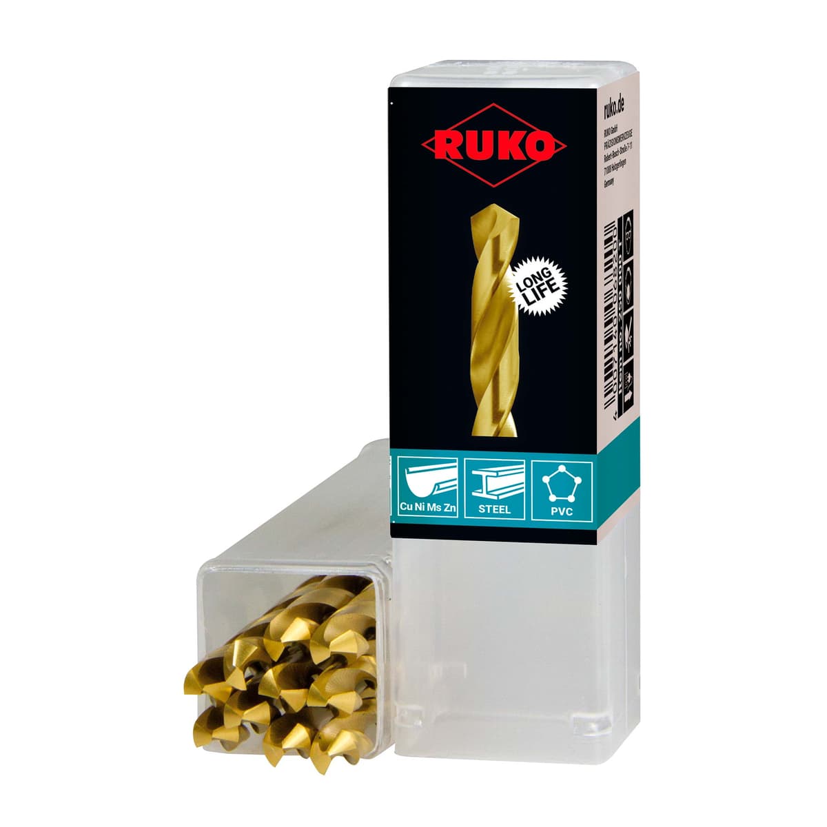 Сверло по металлу RUKO HSS-G TiN 10,0x133/87 мм DIN338 h8 5xD 118° 250100T