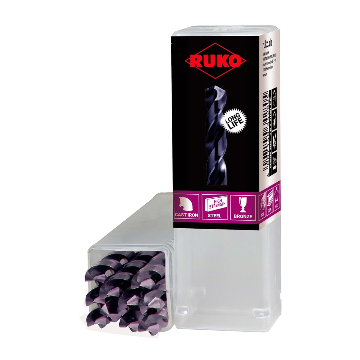 Сверло по металлу RUKO HSSE-Co8 TiALN 10,0x133/87 мм DIN338 h8 5xD 130° 281100EF