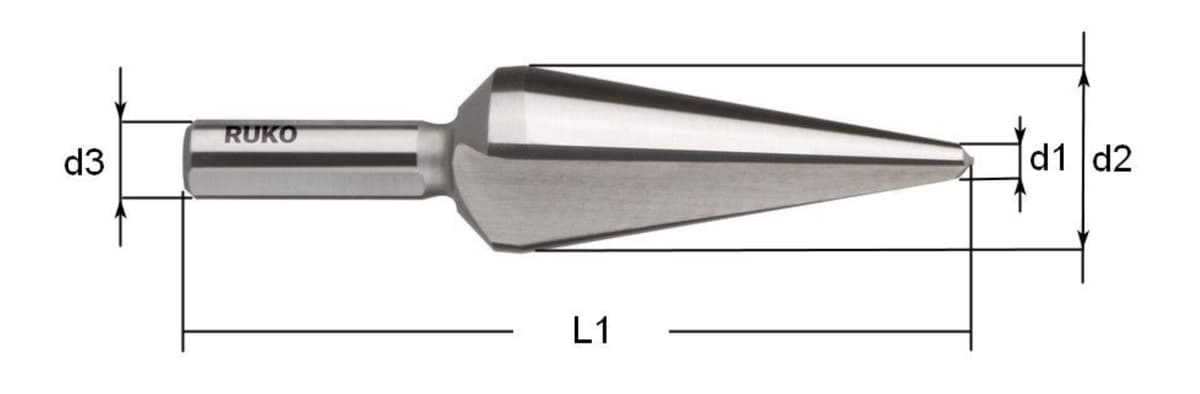 Сверло конусное RUKO HSS-G 36-50 мм L=97 мм d=12 мм 101005