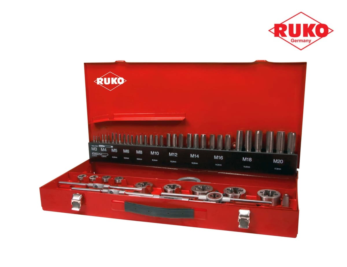 Набор метчиков и плашек RUKO 43 предмета HSS-G MF3-MF20 245041